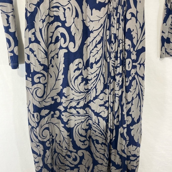 Boden Faux Wrap Midi Dress Navy and Gray Design Stretch Jersey Knit Size 6L - Picture 7 of 9